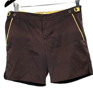 Summer Ready: Parke & Ronen 7” Men's Grey and Yellow Swimsuit with Button Fly